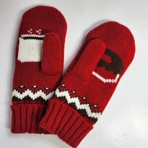 Tim Horton's Knit Mittens One Size Red Pair of Mitts Cup of Coffee Donut